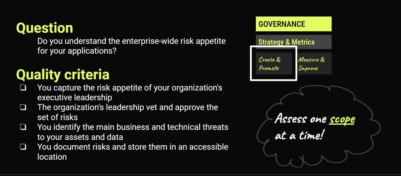 OWASP SAMM assessment question