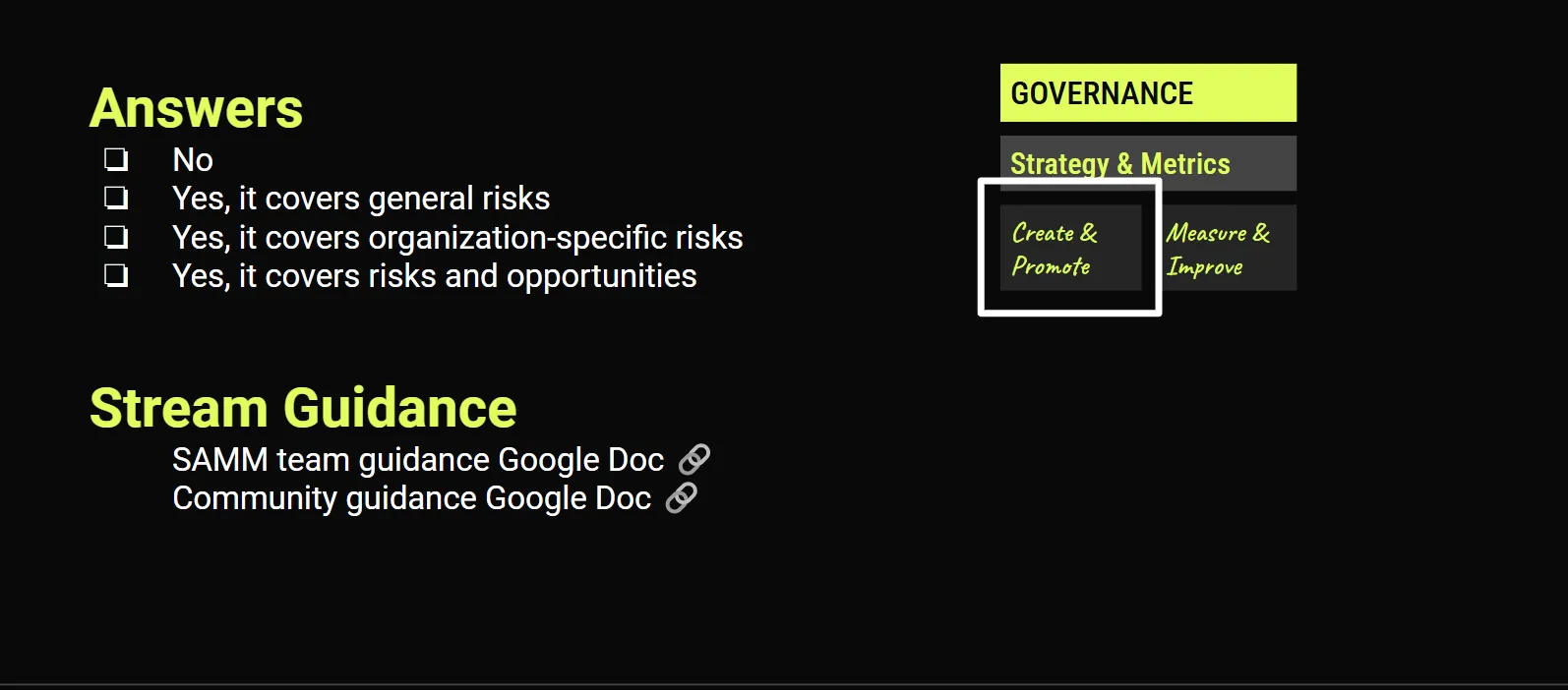 OWASP SAMM assessment answers